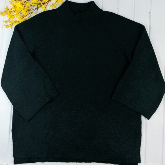 Calvin Klein Mock Neck Bell Sleeve Wool Sweater - Picture 3 of 5